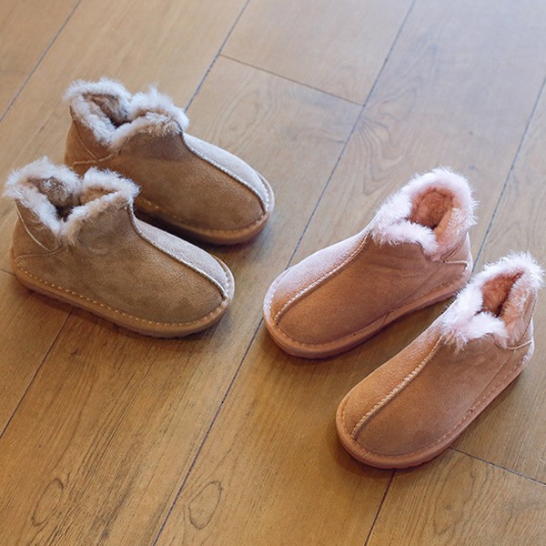 1 par barn flicka snökängor varma skor Anti-halk plysch för vinter utomhus d 35
