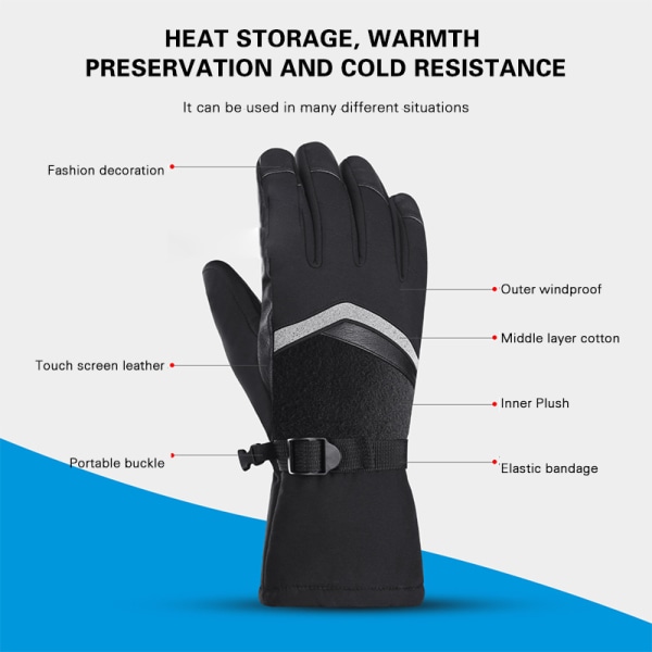 Vinter utomhus ridhandskar Full Finger Warming Handskar Unisex pekskärm sporthandskar xl