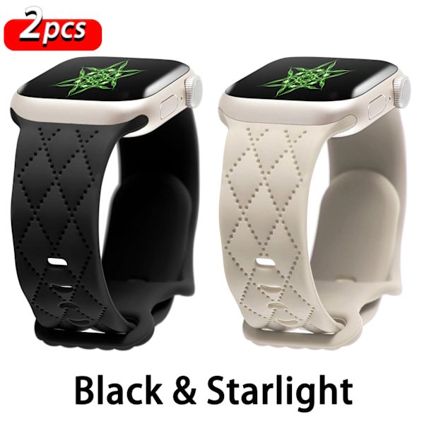 Nytt silikonarmband för Apple Watch Band 41mm 40mm 45mm 44mm 49mm 46mm 42mm armband iwatch ultra 2 series 10 SE 9 8 7 6 5 band Black-Starlight 42(S10) 41 40 38 mm