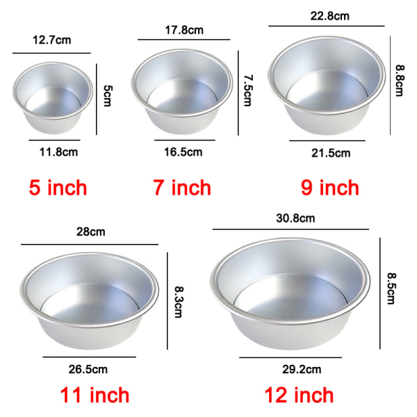 5/7/9/11/12 Tum Tårtform Aluminiumlegering Rund DIY Tårtor Bakverk Form Bakplåt Kök 7 inch