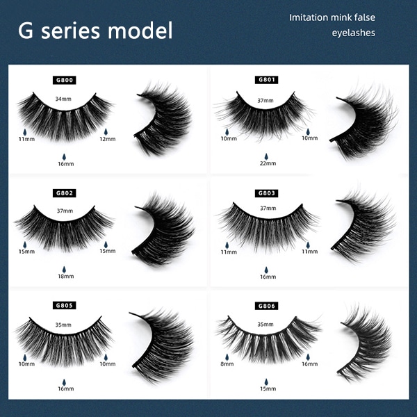 5 par 3D lösögonfransar med lim Natural Look Långvarig ögonfransar Makeup Accessoar g806
