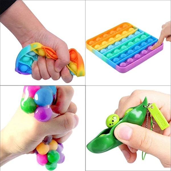 Sensory Fidget Toys Set Push Bubble Pop Fidget Toy Set Stress Relief Fidget Pack för barn Vuxna a