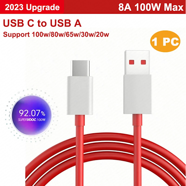 2 st Oneplus Laddningskabel 100W 80W 65W Warp Supervooc Oneplus 13R 13 12 11 Nord 4 CE4 Lite Usb Typ C Kabel Original Datakabel usb c to a cable 0.35m