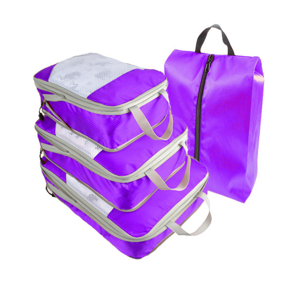 Resekompression förvaringsväska Bärbara kläder Sortering Packpåse Multifunktionstvättväska purple
