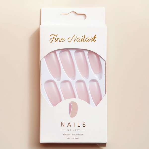 Rosa Frostade fyrkantiga falska naglar Tunna Cover Nagelprydnad för Nail Art dekoration glue models