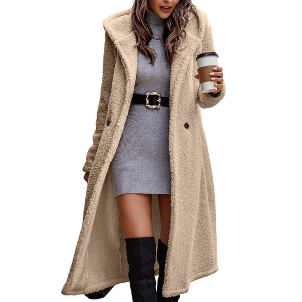 Fuzzy fleece lång huva med bekvämt tyg och iögonfallande design för kvinnors vinterkläder maroon m