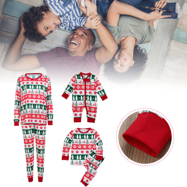 Jul familjesemester Pyjamas matchande set jul toppar och byxor nattkläder child 2