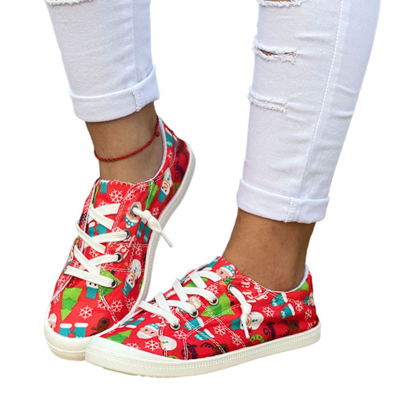 Low Top Christmas Canvas Sneaker Halkfri och slitstark Lämplig för inomhus utomhus tree 42