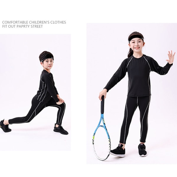 Thermal långkalsonger för barn pojke flicka thermal underkläder set för sport cykling basket 140cmbrushed gray