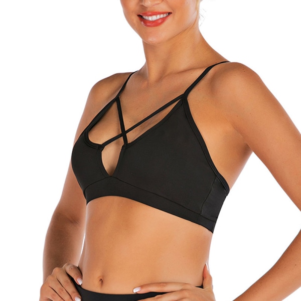 Dam Yoga Sport Löp BH Bandage Cross Crop Top Väst Stretch BH med c s