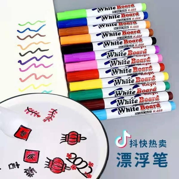 812 färger Whiteboard-pennor Vattenbaserad raderbar Whiteboard-penna Present till elever Barn Lärare 12 colors