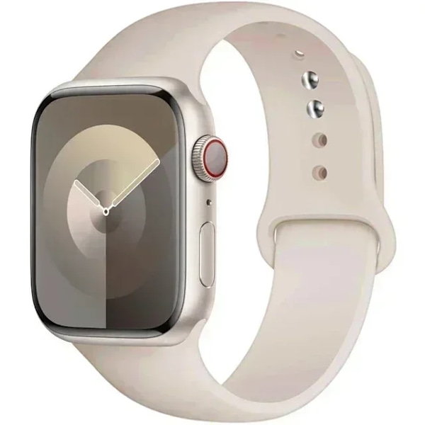Original Silikonarmband för Apple Watch Band 44mm 38-40 42-46 41-45 46MM 49 mm Armband iwatch Serie 10 9 7 4 5 6 8 SE Ultra 2 3 81 starlight S10-46 42 44 45 49 L