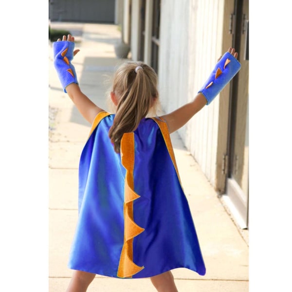 Dinosauriekappa för barn Halloween kostym ，Prestandadräkt， Internationella barndagens performancedräkt， Födelsedagsfestdräkt c559 blue+orange one size fits all