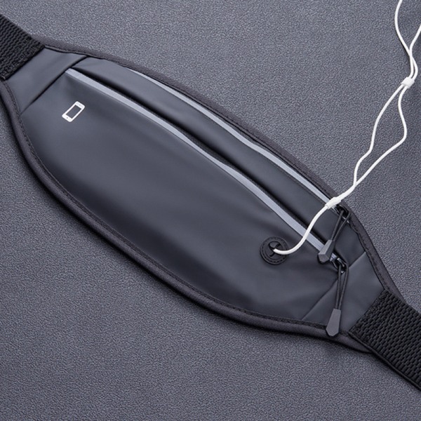 Ultratunt löpbälte Fanny Pack med texturell PU justerbar remväska för sportträning Resa Fotvandring black