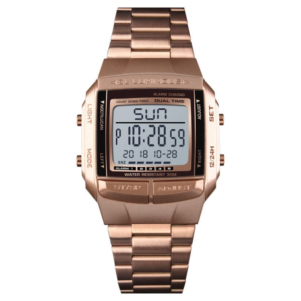 Elektronisk watch för män Vattentät bakgrundsbelysning LED Digital sportarmbandsur rose gold