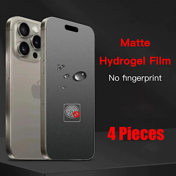 4 st Fulltäckande Matt Hydrogel Film För iPhone 14 15 Pro MAX Klar TPU Skärmskydd För iPhone 11 12 13 Pro Max Ej Glas iPhone 14 Plus Hydrogel film