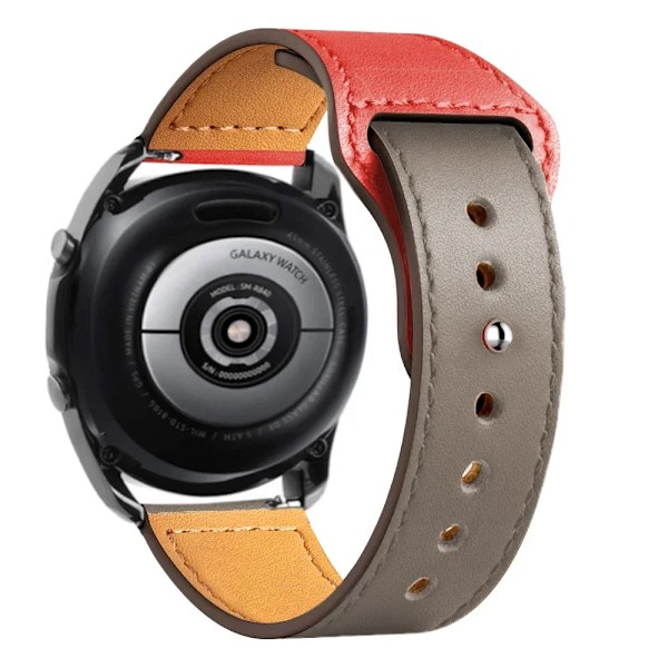 20/22mm Läderarmband för Samsung Watch 7/6/4/5 40 44mm 43mm Pro 45mm armband för Galaxy Watch 4 Classic/Active 3 42 46mm Grey red 22 20mm watch band