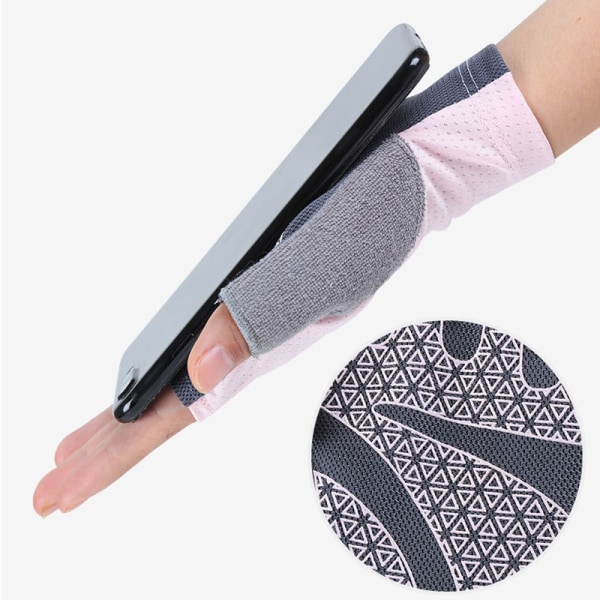 Halkfria halvfingerhandskar med handledsstöd Vadderade Fitness Kort öppet finger pink xl