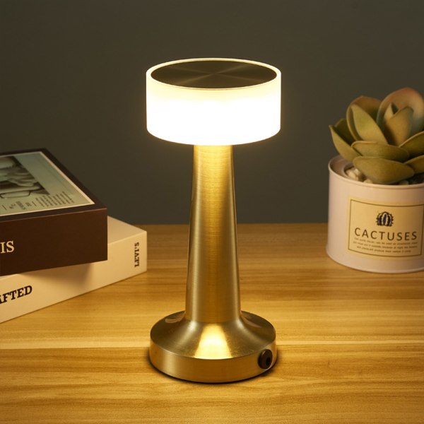 Bärbar metall LED-bordslampa 3-nivåer Ljusstyrka Justerbar nattlampa för barn Sänglampa för barnkammare gold