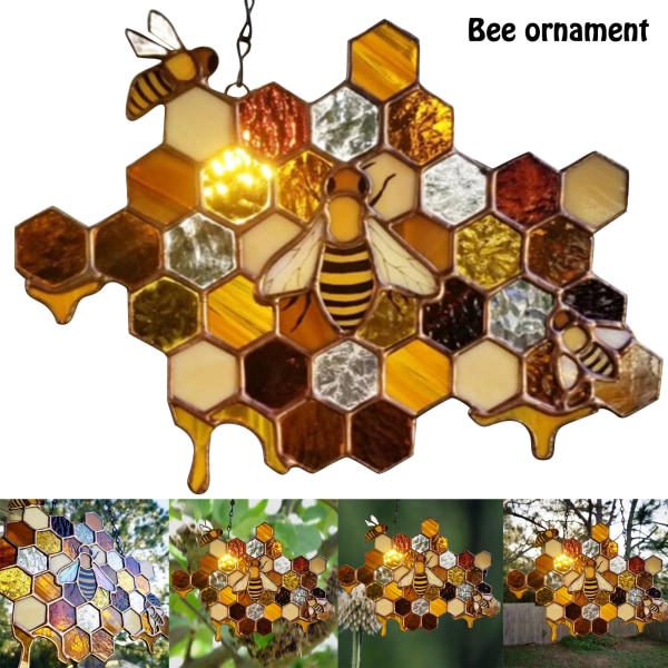 Queen & Bee Skydda honungssolfångare honungsbimosaik Handgjord heminredning Väggkonst default