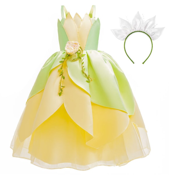 Ny Tiana Princess Dress Lyxklänning kommer med ärmar Cos Dress 7-piece set of accessories 110cm