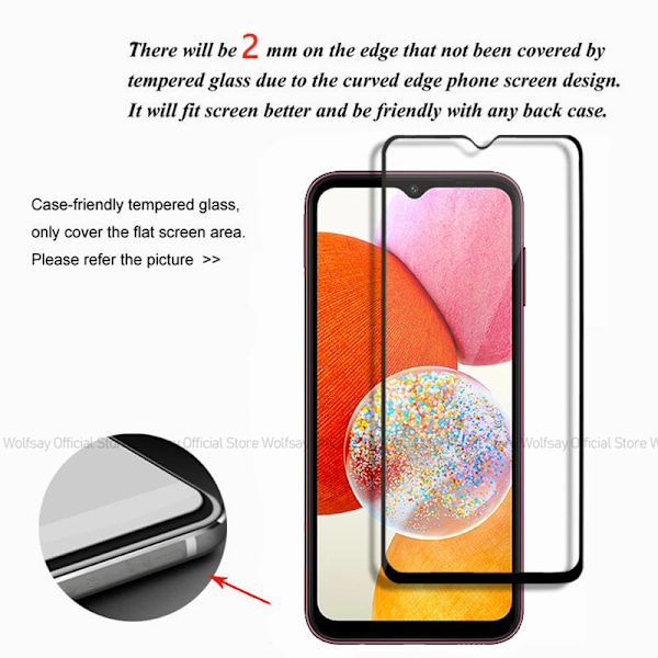 2/4 st Härdat Glas För Samsung Galaxy A14 5G Skärmskydd Samsung Galaxy A14 A24 A34 A54 5G Full Lim Täckning Mobilfilm For Galaxy A54 5G 4PCS Tempered Glass