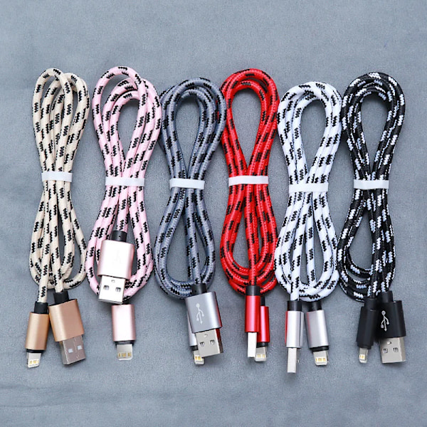 1m 2m 3m USB Laddningskabel För iPhone 6s 6 7 8 Plus 13 12 11 Pro Xs Max X 5s iPad Snabbladdning Origin Lång Sladd Datakabel black 2m