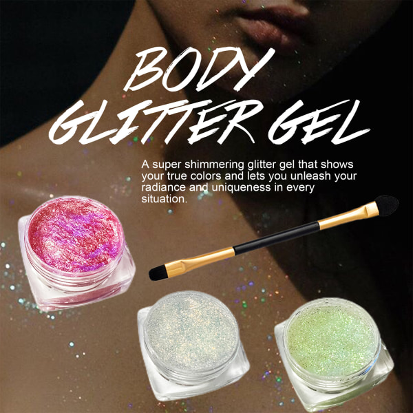 3 färger Face and Body Glitter Gel Vattentät Långvarig Highlighting Liquid default