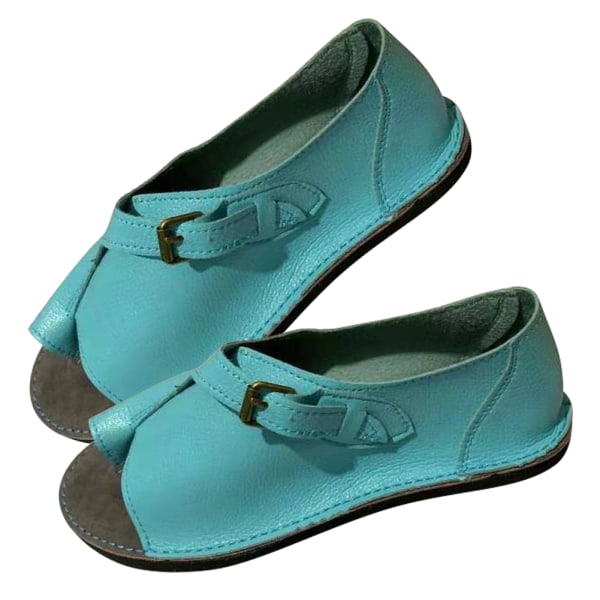 Womens Flat Sandals Open Toe Buckle Strap Beach Shoes Anti-slip Breathable for Summer green 35