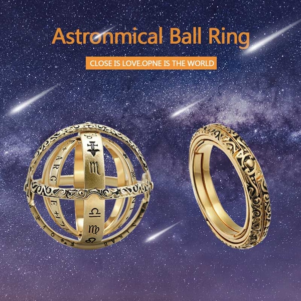 Astronomical Sphere Ball Ring Cosmic Finger Ring Par Lover Smycken Gåvor gold us 9