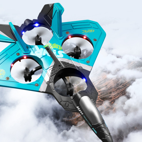 RC Plane Drone Fjärrkontroll Flygplan Toy Fighter för barn silver color electric double package