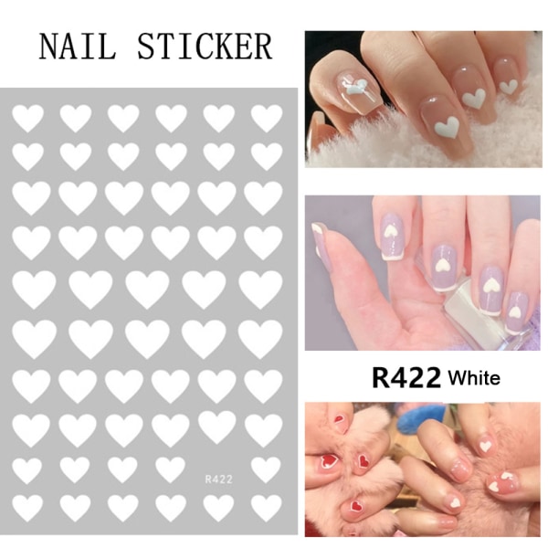 Fascinerade vita nagelklistermärken Red Heart Nail Stickers Mans Star Nail Applique 6