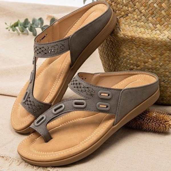 Strappy sandaler för kvinnor Retro stil Casual Flip Flops öppna tår skor blue 35