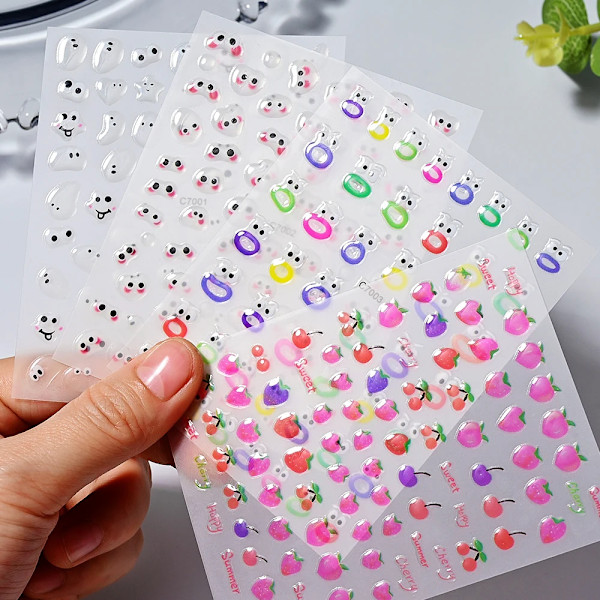 12/6/4 st Marmor 3D Nagelsticker Bronzing Våglinjer Bläck Blomstrande Sliders Blommor Fjäril Självhäftande Dekaler Manikyr Dekoration NLS270-S1(4pcs)
