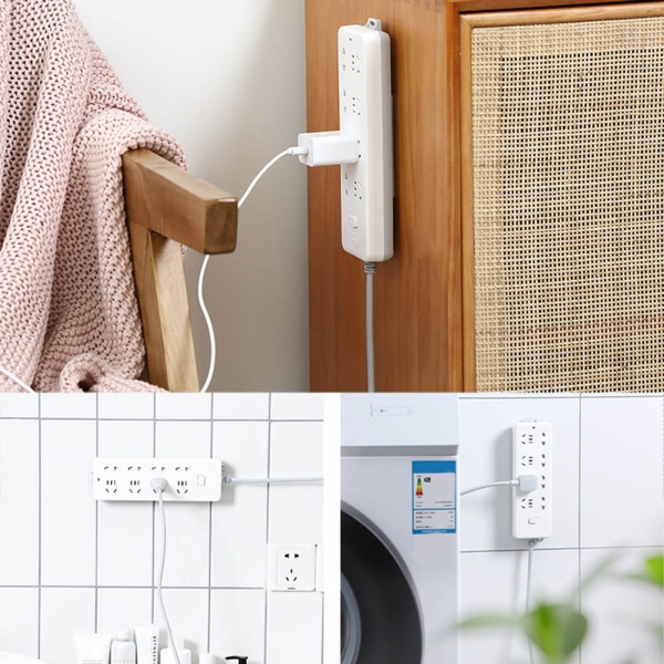 Kraftfull spårlös väggmonterad klistermärke Plug Fixer Home självhäftande uttagskabel white