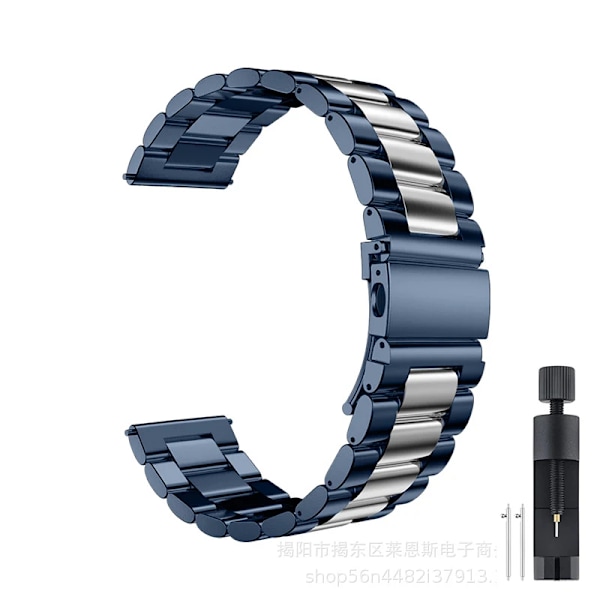 22mm 20mm Metallarmband för Samsung Galaxy Watch 7 6 5 4 40mm 44mm 46mm 5Pro 45mm Rostfritt Stål Armband för Amazfit Bip Huawei GT4 blue silver 22MM