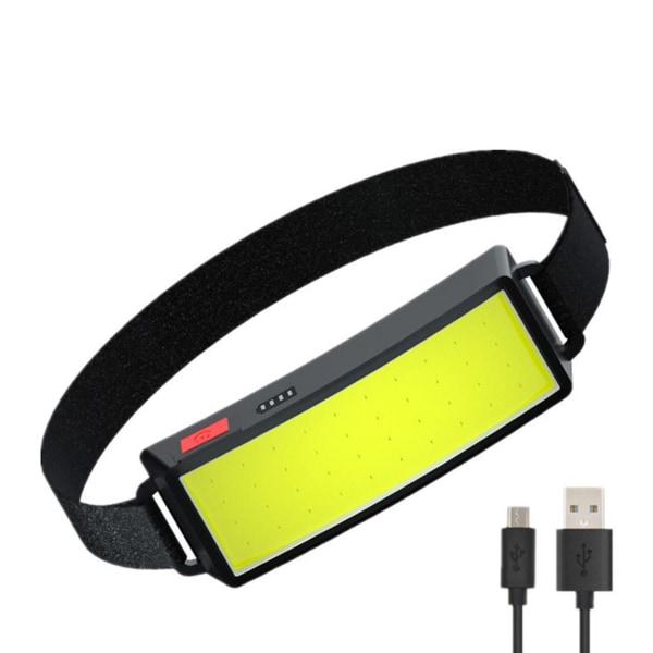 Bärbar Mini COB LED-strålkastare USB uppladdningsbar huvudlampa ficklampa för nattlöpning och fiske black
