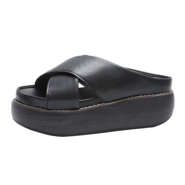 Cloud and Castle Bounce Sandaler Tjock sula Plattform Slides Sandaler Rund Toe Tofflor för kvinnor black 36