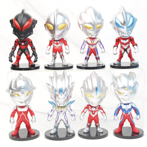 8 st Ultraman tecknad figur leksaker kreativa handdocka modell bil tårta prydnad 8pcs