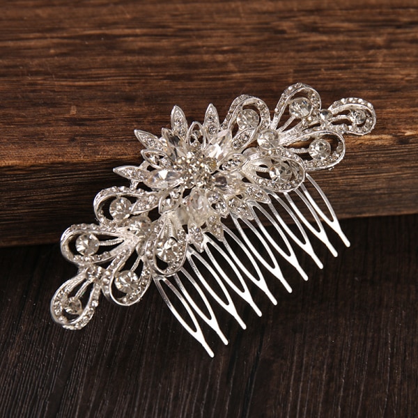 Rhinestone Hair Comb 10-tands Design Hår Side Comb Mode Glänsande legering Håraccessoarer för fs432