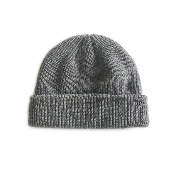 Stickad mössa för män Beanie Skullcap Cap Manschett Bräddlös Retro Marinblå Mössa dark gray