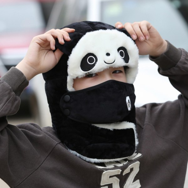 Söt cap med cover Lei Feng- cap Rolig Panda-mössa för barn red