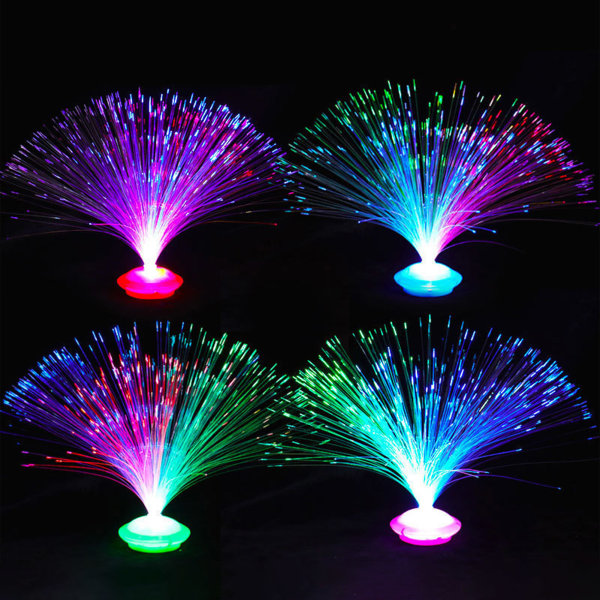 LED färgglad optisk fiberlampa Blomform Färgbyte blixtlampa för innergårdsdekoration default