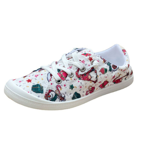 Dam Canvas Sneakers för Jul - Bärbara och Andningsbara - Present till Jul, Födelsedag, Nyår white 40 gifts