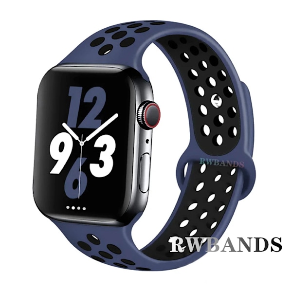 Sportarmband för Apple Watch Band 46mm 44mm 40mm 42-38-41mm 45mm Andningsbart Armband iWatch Series 10 9 8 7 6 SE 5 3 Ultra 2 49mm 16 dark blue black 42 44 45 49-46mm S-M
