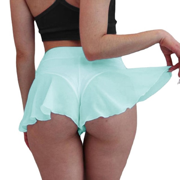 Shorts för kvinnor 2021 Summer High Waist Pole Dance Ruffled Shorts Hot Pants Mini sky blue m