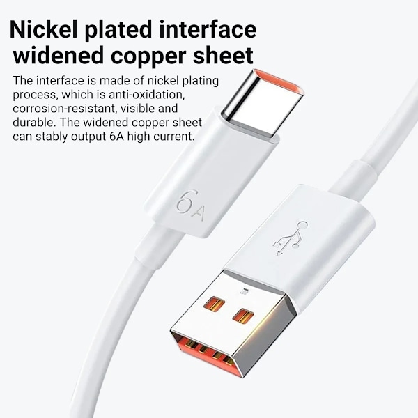 6A 66W Supersnabb Laddare för Huawei Mate 40 50 60 P50 P60 Nova 9 10 Honor 90 100 Magic 5 Lite 6 Pro Typ C Snabbladdningskabel EU Plug - 1.5m Cable