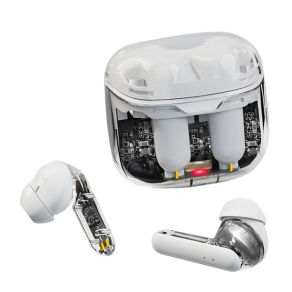 Mini trådlösa Bluetooth-kompatibla hörlurar Halv in-ear öronsnäcka Headset Transparent hölje Sporthörlurar white