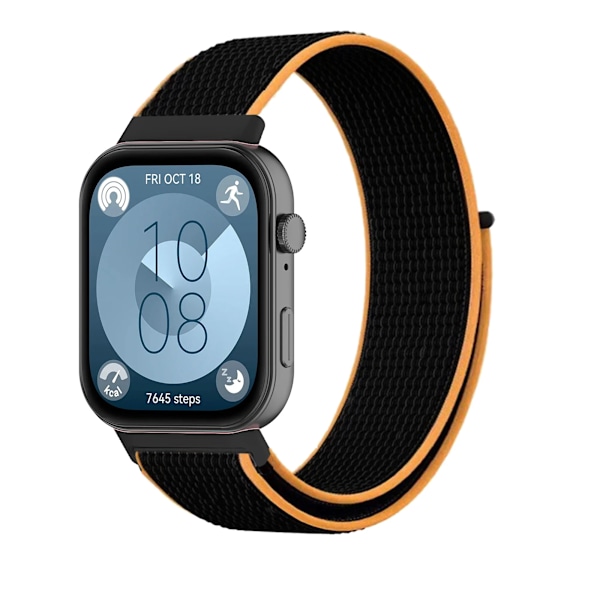 Nylonarmband för Huawei Watch Fit 4 3 Vävda Sport Smartwatch Armband Correa Huawei Watch Fit 4/4 Pro Armband Klockarmband Black Orange Watch Fit 4 Pro