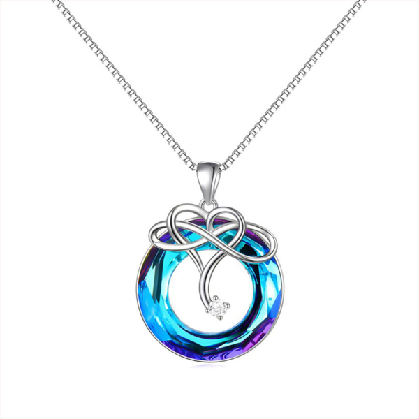 Crystal Infinitys Love Halsband Set Blue Infinitys Pendant Chain Örhänge necklace 68cm